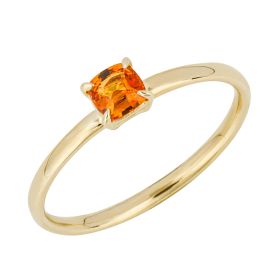 Cushion Cut Orange Sapphire Ring in 9ct Gold