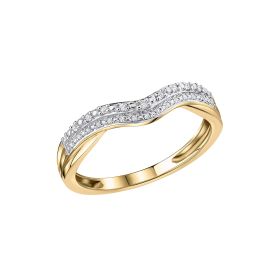 Double Wave Diamond Set Ring in 9ct Gold