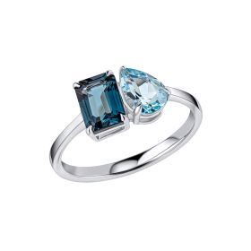 Toi et Moi Blue Topaz Ring in 9ct Gold