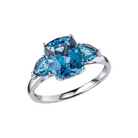 Trilogy Blue Topaz Ring in 9ct Gold