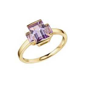 Trilogy Amethyst Ring in 9ct Gold