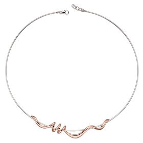 Rose Gold Twist Detail and Silver Torque Necklace