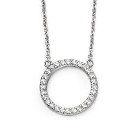 Pave Open Circle Necklace with Cubic Zirconia 42+5cm