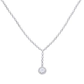 Diamonfire Pave Set Zirconia Drop Necklace 