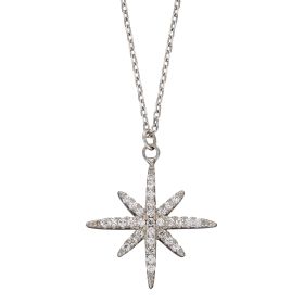 Pave Set Cubic Zirconia Starburst Necklace