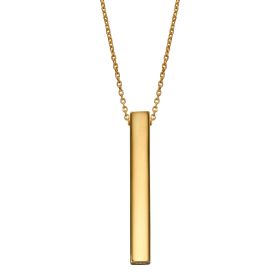 Yellow Gold Plated Vertical Engravable Bar Necklace