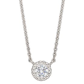 Millegrain Edge Necklace with CZ