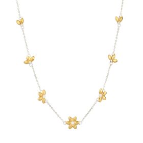 Sunflower Station Necklace with Yellow Gold Plating