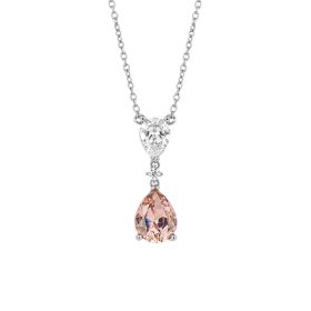 Diamonfire Teardrop Shaped Pink Zirconia Drop Necklace 