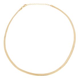 Flat Herringbone Chain Necklace with Yellow Gold Plating