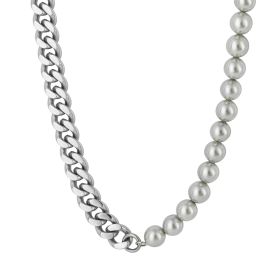 Fred Bennett Curb Chain Half Necklace with Shell Pearl