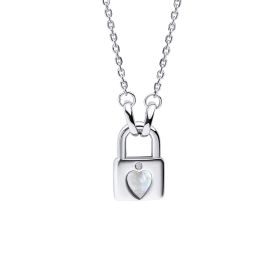 Padlock Heart Necklace with Diamond
