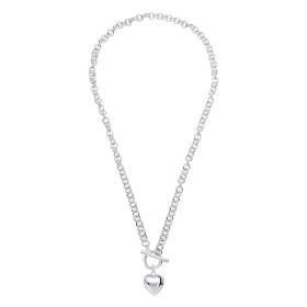 Puff Heart T-Bar Chain Necklace