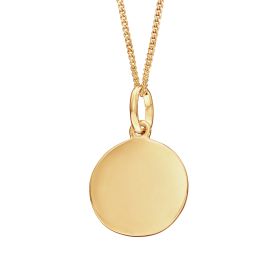 Yellow Gold Plated Engravable Disc Pendant