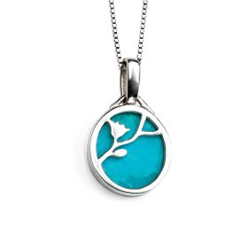 Flower Pattern Pendant with Turquoise Background