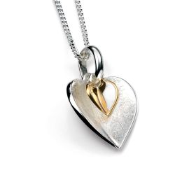 Double Heart Pendant with Yellow Gold Plated Small Heart