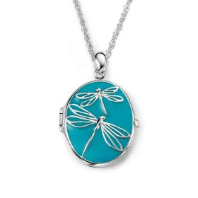 Dragonfly Blue Enamel Locket