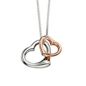 Double Heart Pendant with Rose Gold Plating