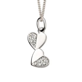 Double Heart Drop Pendant with Cubic Zirconia