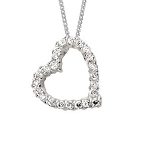 Open Heart Pendant with Cubic Zirconia