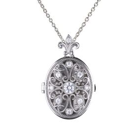 Diamonfire Oval Medallion Filigree Locket