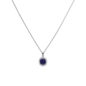 Diamonfire Blue Oval Pendant with Surround