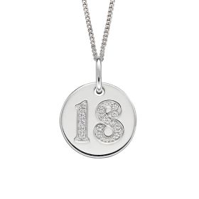 Cubic Zirconia '18' Disc Pendant