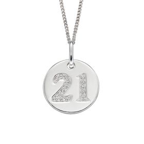 Cubic Zirconia '21' Disc Pendant