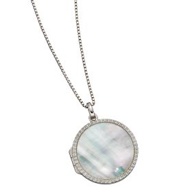 Fiorelli Mother of Pearl Pave Locket with Cubic Zirconia