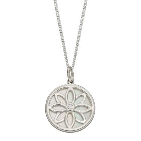 Double Sided Mother of Pearl Disc Pendant with Cubic Zirconia