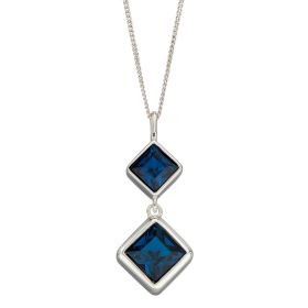 Double Square Kite Drop Pendant with Montana Blue Crystal