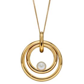 Yellow Gold Plated Encased Freshwater Pearl Pendant