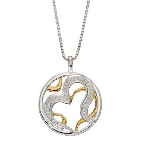 Organic Heart Pendant with Yellow Gold Plating and Cubic Zirconia