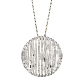 Bamboo Stem Round Pendant with Cubic Zirconia