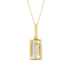 Rectangle Green Amethyst Pendant with Yellow Gold Plating