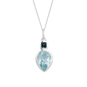 Blue Topaz Iris Petal Drop Pendant