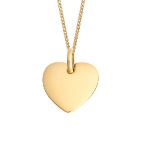 Recycled Silver Heart Tag Pendant with Yellow Gold Plating