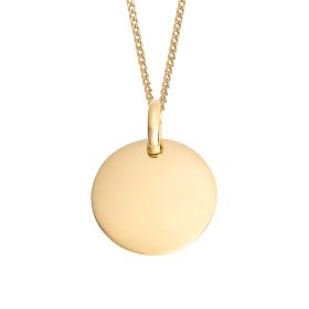 Recycled Silver 15mm Round Tag Pendant with Yellow Gold Plating