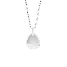 Droplet Tag Pendant with Diamond in Recycled Silver