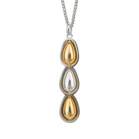 Organic Drop Pendant with Spinning Inlays and Yellow Gold Plating