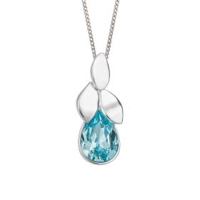 Flower Petal Drop Pendant with Aqua Bohemica Crystal