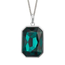 Elongated Octagon Pendant with Emerald Green Crystal