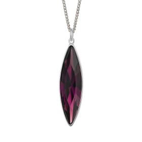 Slim Navette Pendant with Amethyst Crystal