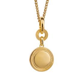 Ridged Disc Drop Pendant with Yellow Gold Plating