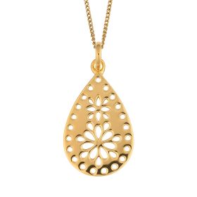 Cut Out Lace Pattern Pendant with Yellow Gold Plating