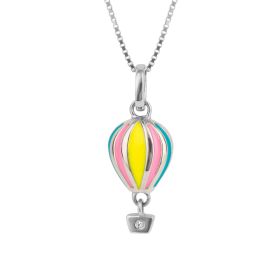 Enamel Hot Air Balloon Pendant with Diamond