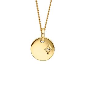 Gold Plated Round Pendant with Diamond Star