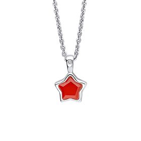 January Red Chalcedony Star and Diamond Pendant