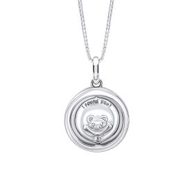 Teddy Bear Peekaboo Spinning Pendant with Diamond