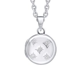 Round Locket Pendant with Cubic Zirconia